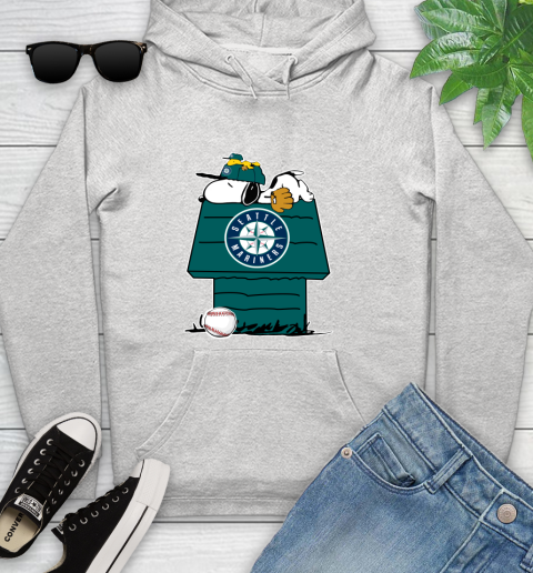 MLB Seattle Mariners Snoopy Woodstock The Peanuts Movie Baseball T Shirt Youth Hoodie