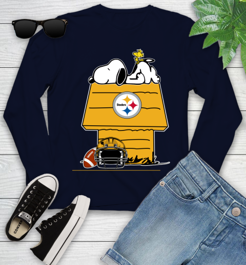 Pittsburgh Steelers NFL Football Snoopy Woodstock The Peanuts Movie Youth Long Sleeve 3