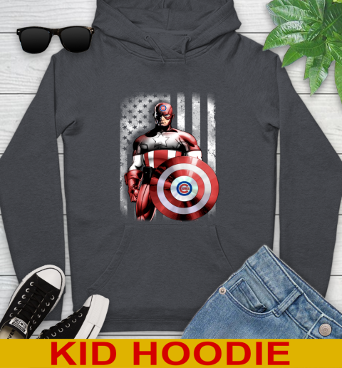 Chicago Cubs MLB Baseball Captain America Marvel Avengers American Flag Shirt Youth Hoodie 9