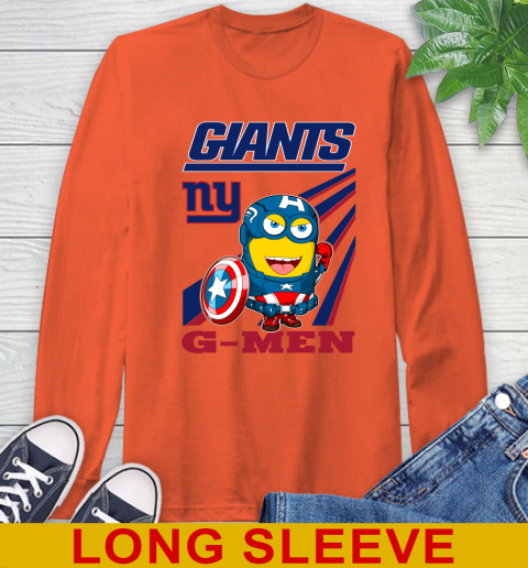 NFL Football New York Giants Captain America Marvel Avengers Minion Shirt Long Sleeve T-Shirt 4