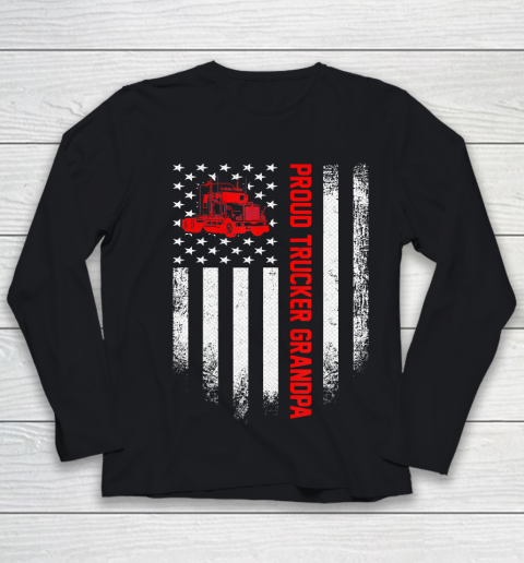 GrandFather gift shirt Vintage USA American Flag Proud Trucker Truck Driver Grandpa T Shirt Youth Long Sleeve