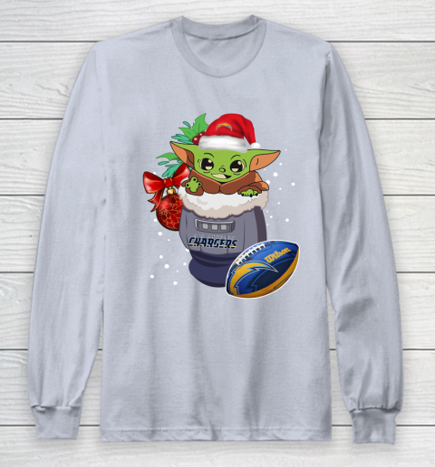 Los Angeles Chargers Christmas Baby Yoda Star Wars Funny Happy NFL Long Sleeve T-Shirt 6