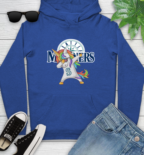 Seattle Mariners MLB Baseball Funny Unicorn Dabbing Sports Youth Hoodie 9