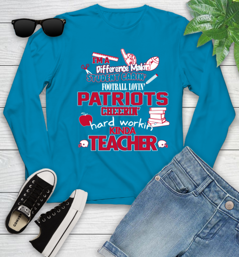 New England Patriots NFL I'm A Difference Making Student Caring Football Loving Kinda Teacher Youth Long Sleeve 8