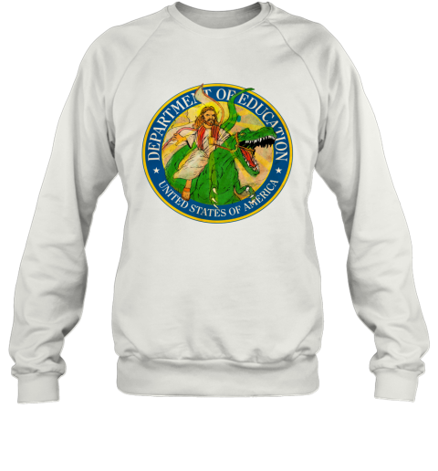 d1fw department of education badass jesus riding a dinosaur shirts sweatshirt 35 front white