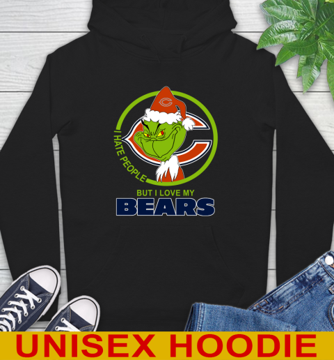 Chicago Bears NFL Christmas Grinch I Hate People But I Love My Favorite Football Team Hoodie 2
