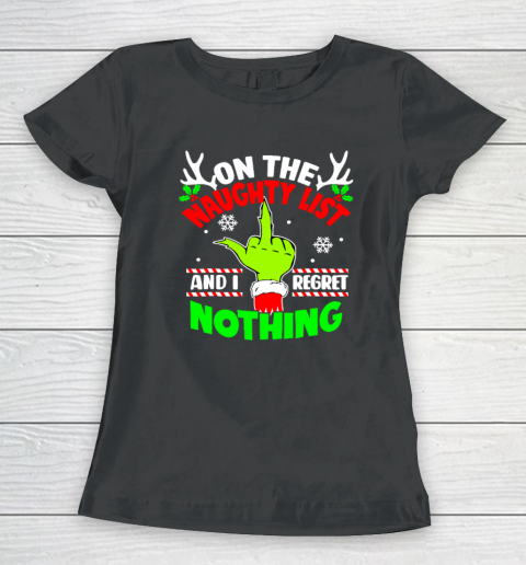 Funny On The List Of Naughty And I Regret Nothing Christmas Women's T-Shirt