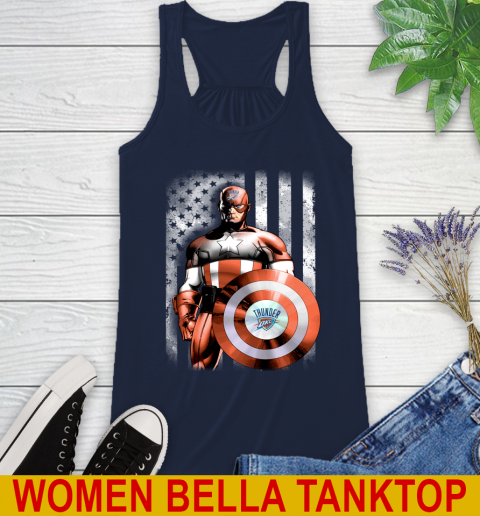 Oklahoma City Thunder NBA Basketball Captain America Marvel Avengers American Flag Shirt Racerback Tank 9