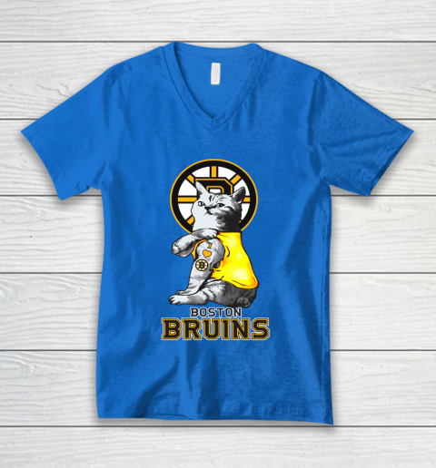 NHL My Cat Loves Boston Bruins Hockey V-Neck T-Shirt 5