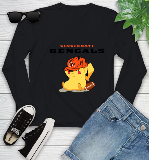 NFL Pikachu Football Sports Cincinnati Bengals Youth Long Sleeve 2