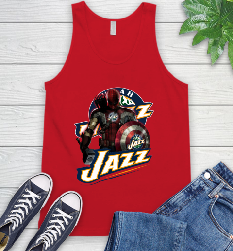 Utah Jazz NBA Basketball Captain America Thor Spider Man Hawkeye Avengers Tank Top 6