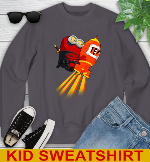 NFL Football Cincinnati Bengals Deadpool Minion Marvel Shirt Youth Sweatshirt 5