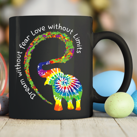 Dream Without Fear Love Elephant LGBT Pride Tie Dye Ceramic Mug 11oz