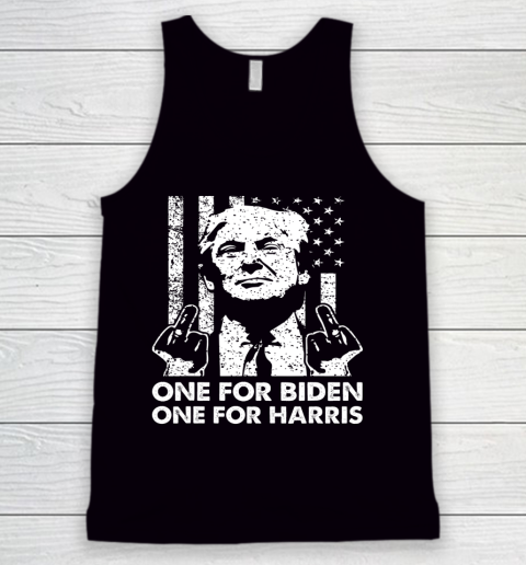 Trump Middle Finger One For Biden One For Harris Tank Top