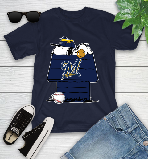 MLB Milwaukee Brewers Snoopy Woodstock The Peanuts Movie Baseball T Shirt Youth T-Shirt 3