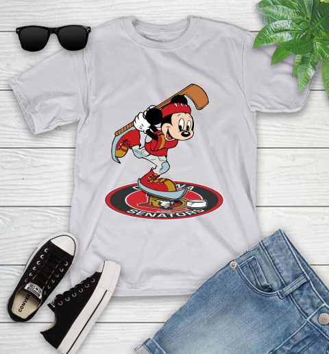 NHL Hockey Ottawa Senator Cheerful Mickey Disney Shirt Youth T-Shirt 4