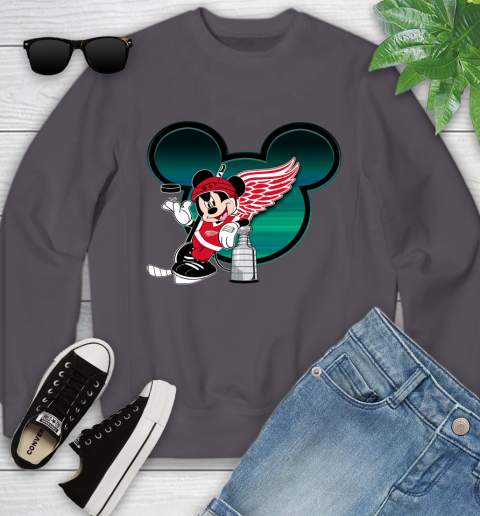 NHL Detroit Red Wings Stanley Cup Mickey Mouse Disney Hockey T Shirt Youth Sweatshirt 6