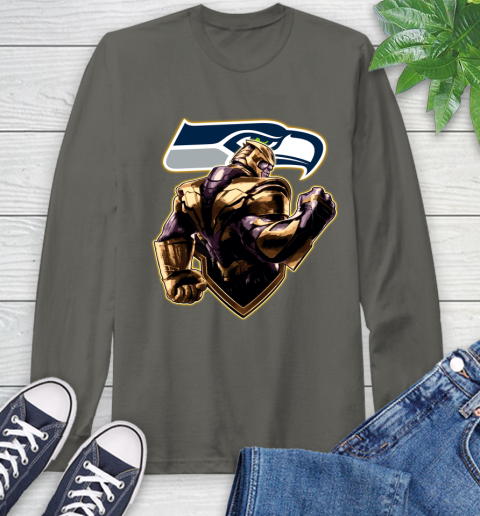 NFL Thanos Avengers Endgame Football Sports Seattle Seahawks Long Sleeve T-Shirt 8