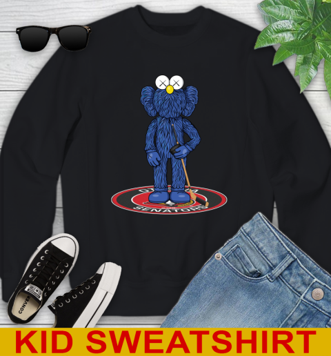 NHL Hockey Ottawa Senators Kaws Bff Blue Figure Shirt Youth Sweatshirt 2