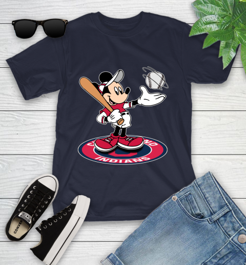 MLB Baseball Cleveland Indians Cheerful Mickey Disney Shirt Youth