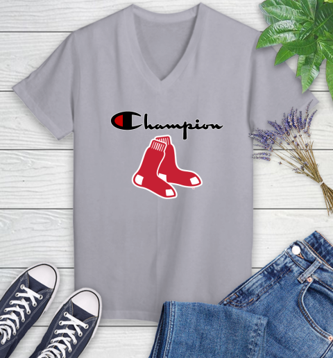 MLB Baseball Boston Red Sox Champion Shirt Women's V-Neck T-Shirt 2