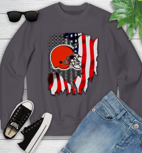 Cleveland Browns NFL Football American Flag Youth Sweatshirt 5