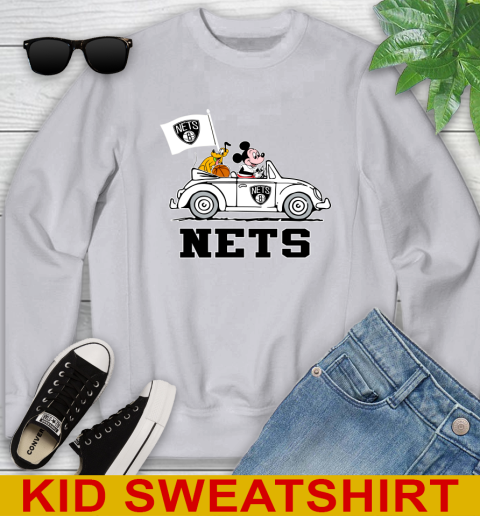 NBA Basketball Brooklyn Nets Pluto Mickey Driving Disney Shirt Youth Sweatshirt 4