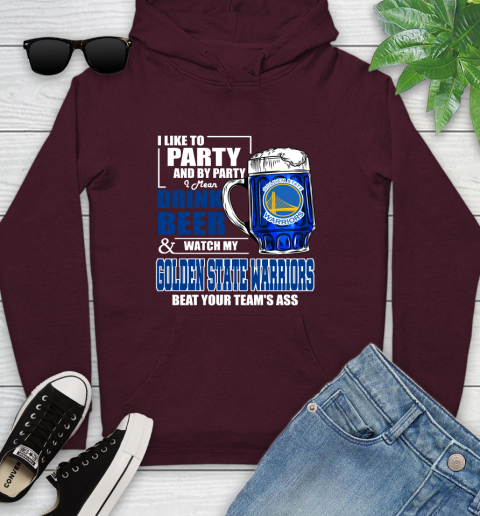 NBA Drink Beer and Watch My Golden State Warriors Beat Your Team's Ass Basketball Youth Hoodie 7
