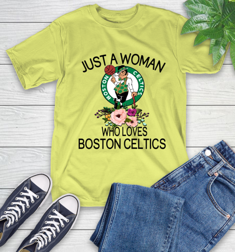 NBA Just A Woman Who Loves Boston Celtics Basketball Sports T-Shirt 8