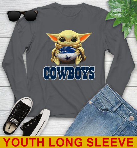 NFL Football Dallas Cowboys Baby Yoda Star Wars Shirt Youth Long Sleeve 9
