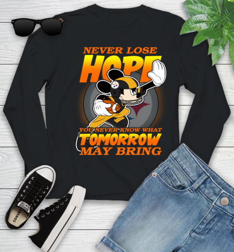 Pittsburgh Steelers NFL Football Mickey Disney Never Lose Hope Youth Long Sleeve