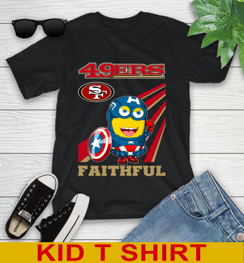 NFL Football San Francisco 49ers Captain America Marvel Avengers Minion Faithful Shirt Youth T-Shirt