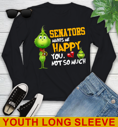 NHL Ottawa Senators Makes Me Happy You Not So Much Grinch Hockey Sports Youth Long Sleeve