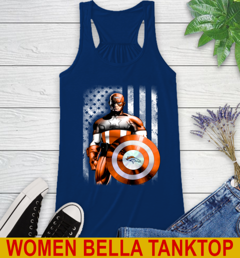 Denver Broncos NFL Football Captain America Marvel Avengers American Flag Shirt Racerback Tank 7
