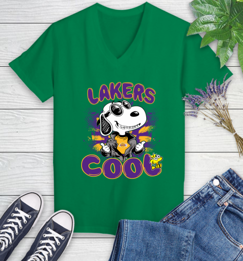 NBA Basketball Los Angeles Lakers Cool Snoopy Shirt Women's V-Neck T-Shirt 4
