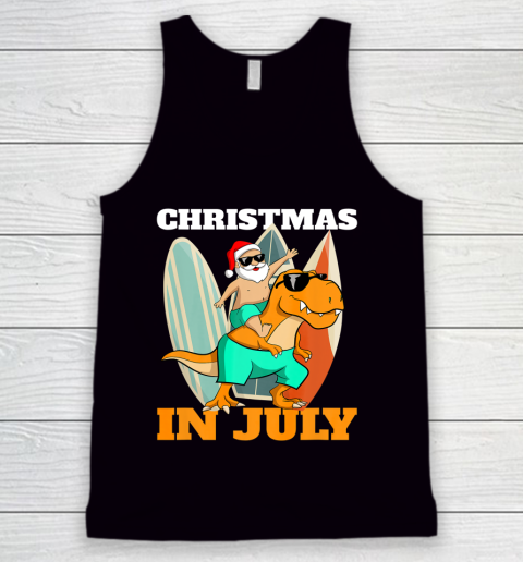 Santa Dinosaur Mid Year Xmas Party Beach Christmas In July Tank Top
