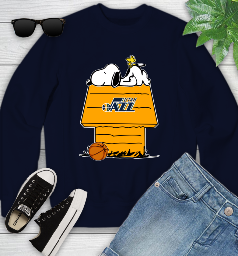 Utah Jazz NBA Basketball Snoopy Woodstock The Peanuts Movie Youth Sweatshirt 3