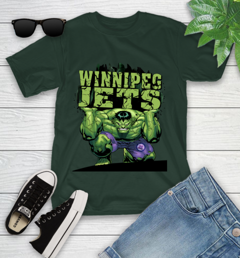 Winnipeg Jets NHL Hockey Incredible Hulk Marvel Avengers Sports Youth T-Shirt 5