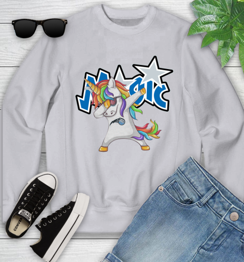 Orlando Magic NBA Basketball Funny Unicorn Dabbing Sports Youth Sweatshirt 4