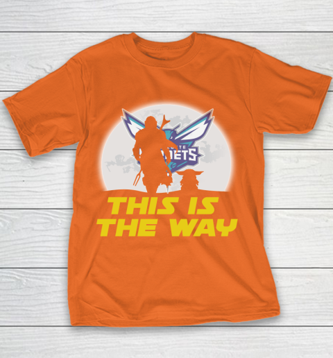 Charlotte Hornets NBA Basketball Star Wars Yoda And Mandalorian This Is The Way Youth T-Shirt 4