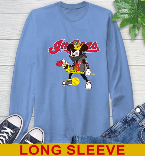 Cleveland Indians MLB Baseball Mickey Peace Sign Sports Long Sleeve T-Shirt 11