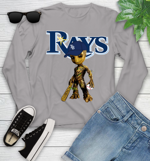 MLB Tampa Bay Rays Groot Guardians Of The Galaxy Baseball Youth Long Sleeve 5