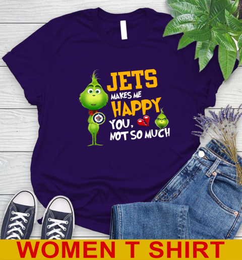 NHL Winnipeg Jets Makes Me Happy You Not So Much Grinch Hockey Sports Women's T-Shirt 4