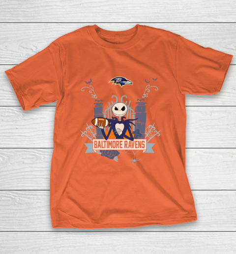 NFL Baltimore Ravens Football Jack Skellington Halloween T-Shirt 4