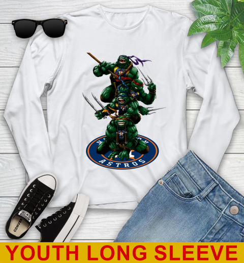 MLB Baseball Houston Astros Teenage Mutant Ninja Turtles Shirt Youth Long Sleeve