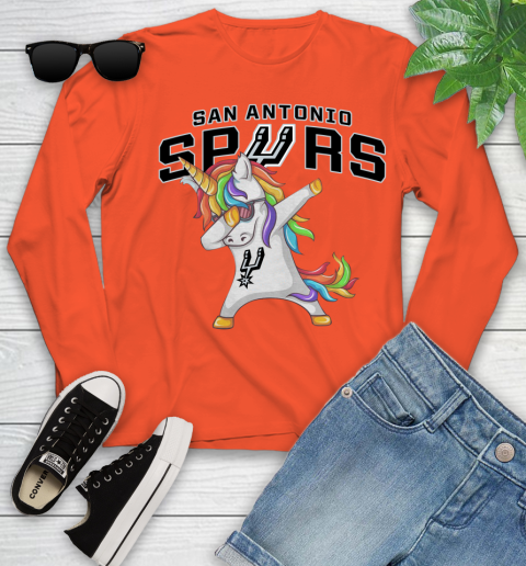 San Antonio Spurs NBA Basketball Funny Unicorn Dabbing Sports Youth Long Sleeve 4