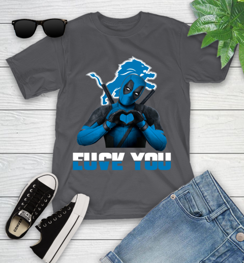 NHL Detroit Lions Deadpool Love You Fuck You Football Sports Youth T-Shirt 6