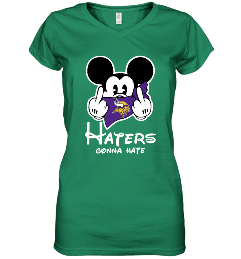 NFL Minnesota Vikings Haters Gonna Hate Mickey Mouse Disney Football T Shirt K6x5Wq0PVZz women v neck t shirt 39 95 151514 front irish green
