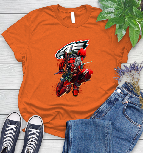NFL Deadpool Marvel Comics Sports Football Philadelphia Eagles Women's T-Shirt 4