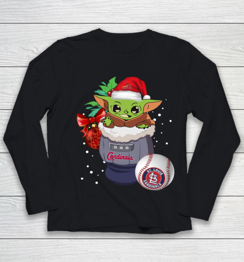 St.Louis Cardinals Christmas Baby Yoda Star Wars Funny Happy MLB Youth Long Sleeve